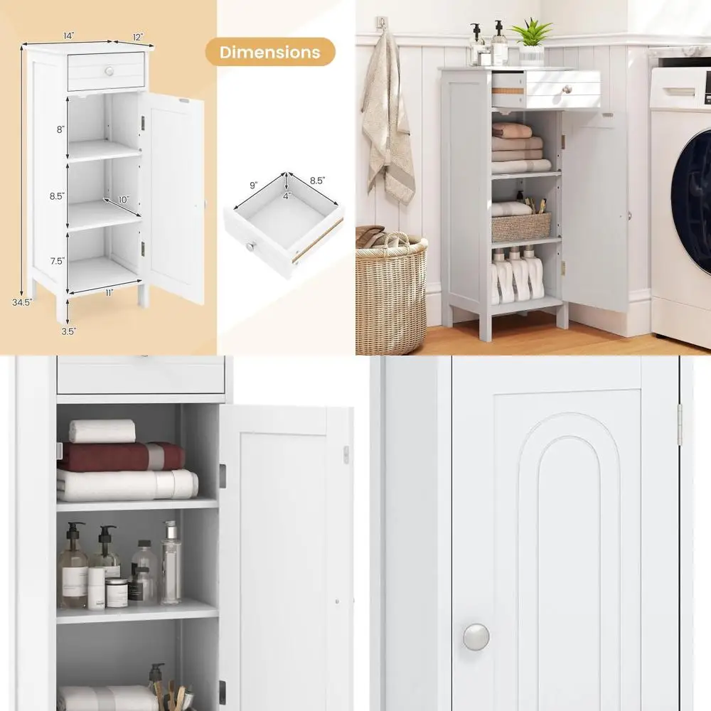 

Деревянный напольный шкаф-комод в стиле середины века с выдвижными ящиками и регулируемыми полками для ванной, спальни, гостиной и прихожей