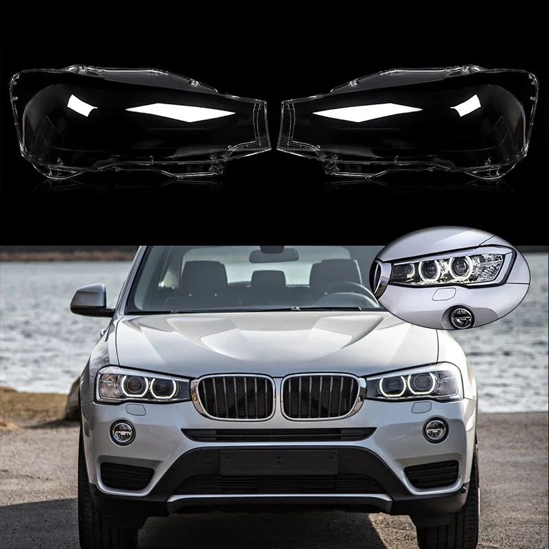 For BMW X3 F25 X4 F26 2014-2017 Pair Front Headlight Lens Lamp Cover Left+Right