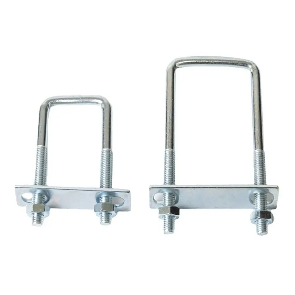 2Sets Durable Iron Square Clamp With Baffle Screw Pipe U-clamp Right Angle U-bolt M6 Squa Bolt
