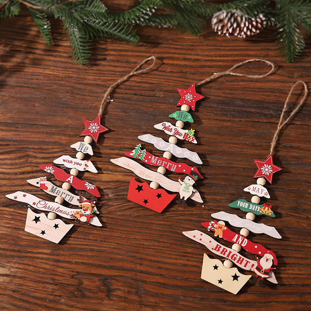 

3Pcs Christmas Tree Hanging Ornaments Wooden Xmas Pendant Party Decoration Xmas Tree Decor Christmas Hanging Ornament