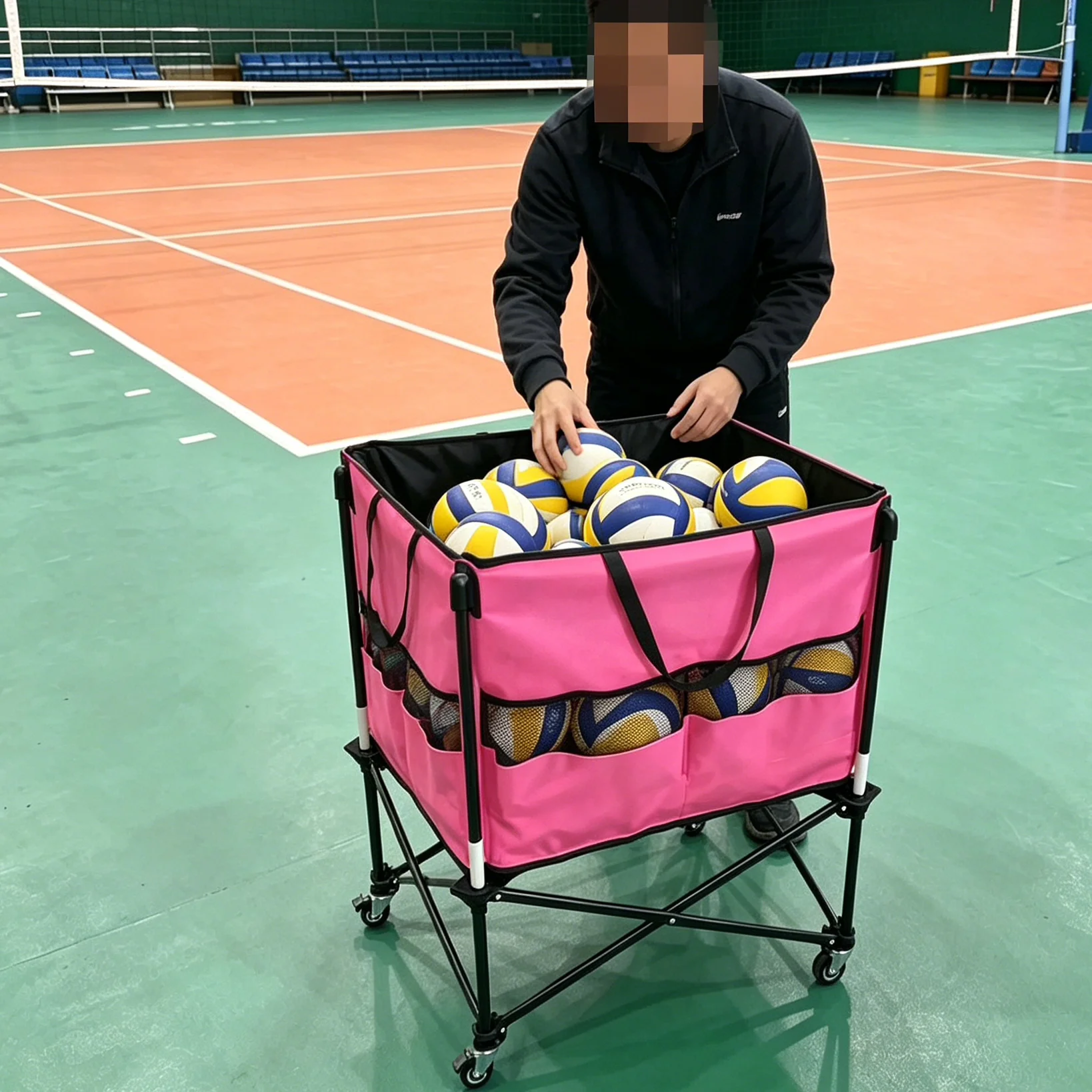 Etagere-de-rangement-portable-pour-equipement-sportif-d'exterieur-chariot-pliable-pour-ballons-de-basket-ball-et-de-volley-ball-sans-marque