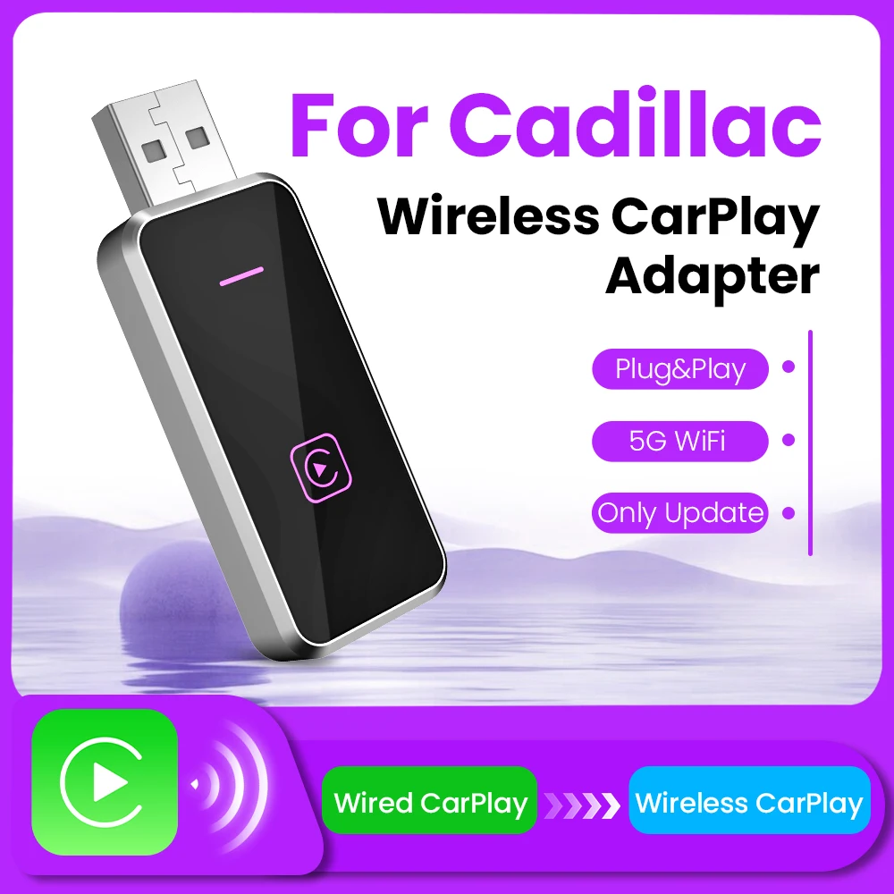 2024 Mini Bedraad naar Draadloze Carplay Adapter Plug en Play WiFi Bluetooth Voor Cadillac ELR ATS CTS CTS-V CT6 XTS XT5 CT4 XT6