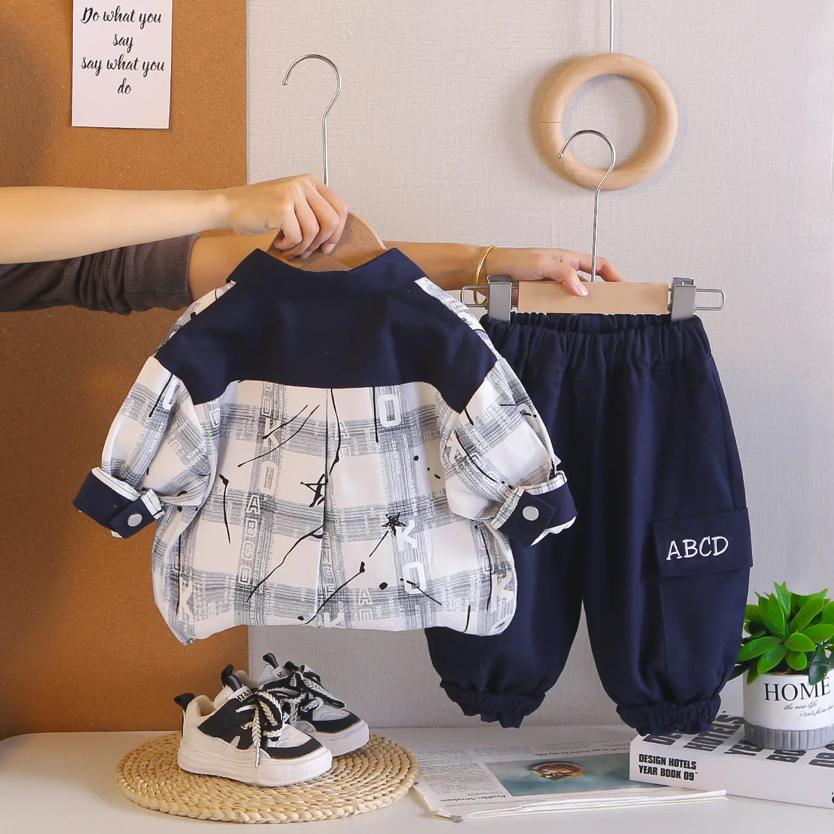Spring Autumn Baby Boy Clothing Toddler Boys Letter Print Shirt + T-shirt + Harem Pants 3 Piece Set Kids Casual Fashion Outfits