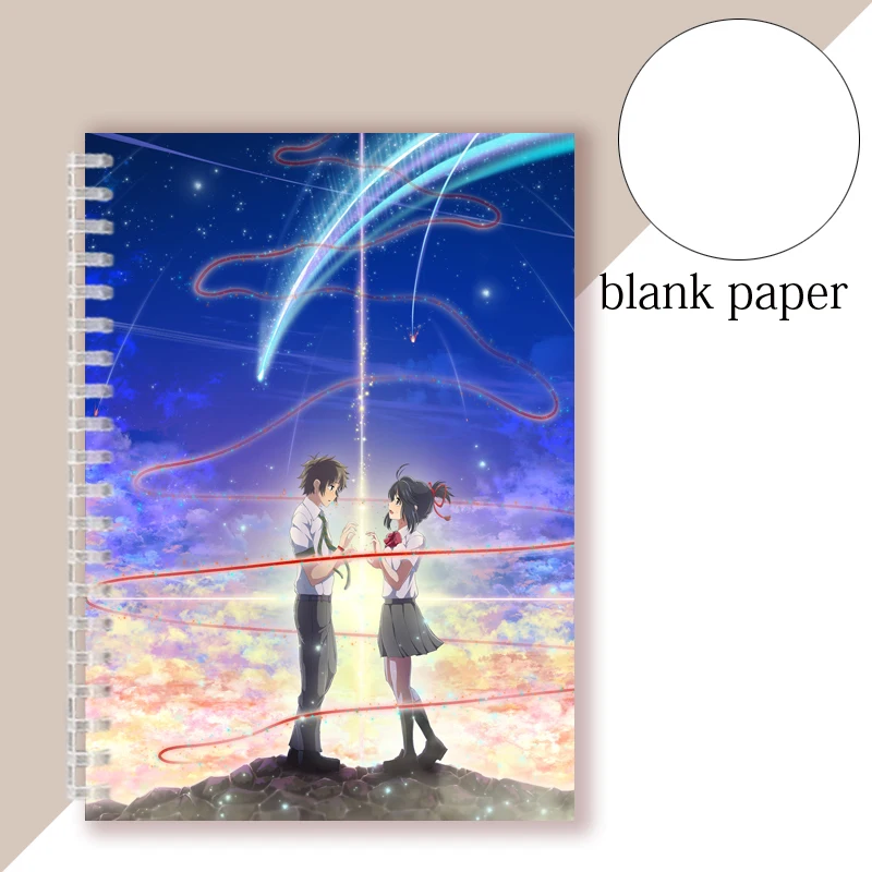 A5 Spiral Notebook Anime - Your Name 2 - Movie Poster Andrew Mi No Na Wa Prints Love Silk Writing Pad Journal Note Book COSPLAY