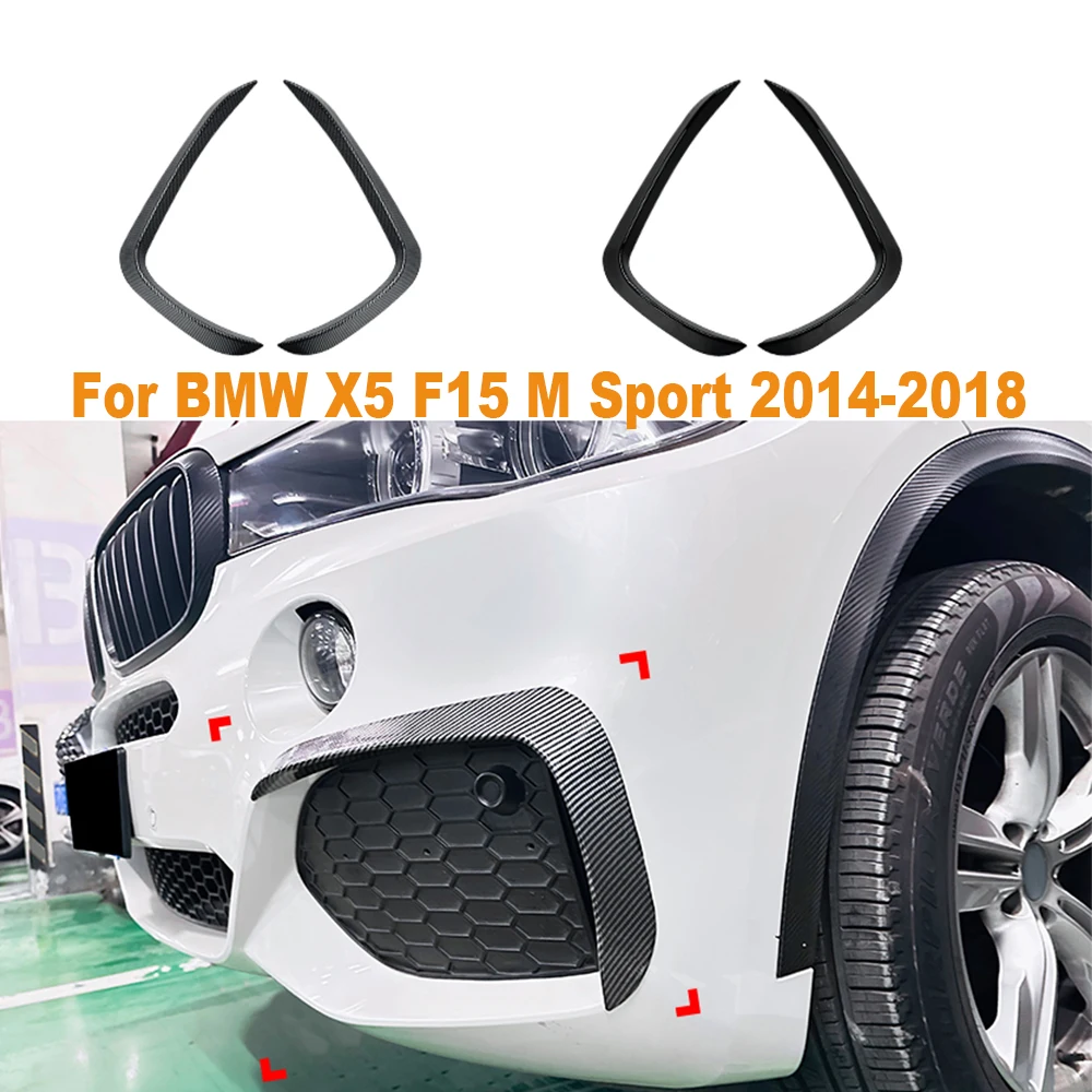 

For BMW X5 F15 M Sport 2014-2018 Front Bumper Cover Wind Knife ABS Glossy Black Fog Lamp Trim Blade Trim Light Car Accessories