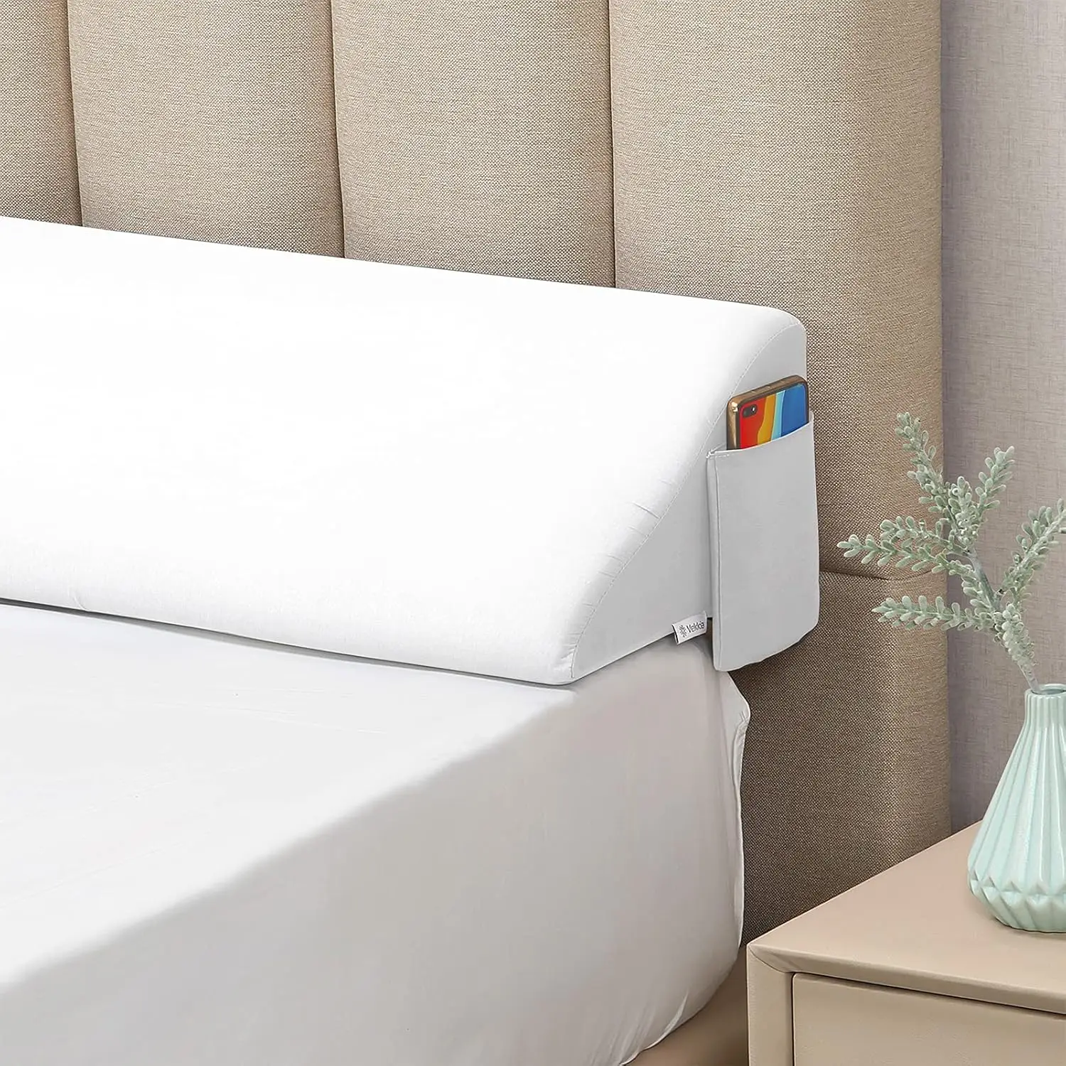 

King Bed Wedge Pillow For Headboard Gap/Bed Gap Filler/Mattr Wedge To Fill 0-6"" Gap Between Headboard And Mattr (White