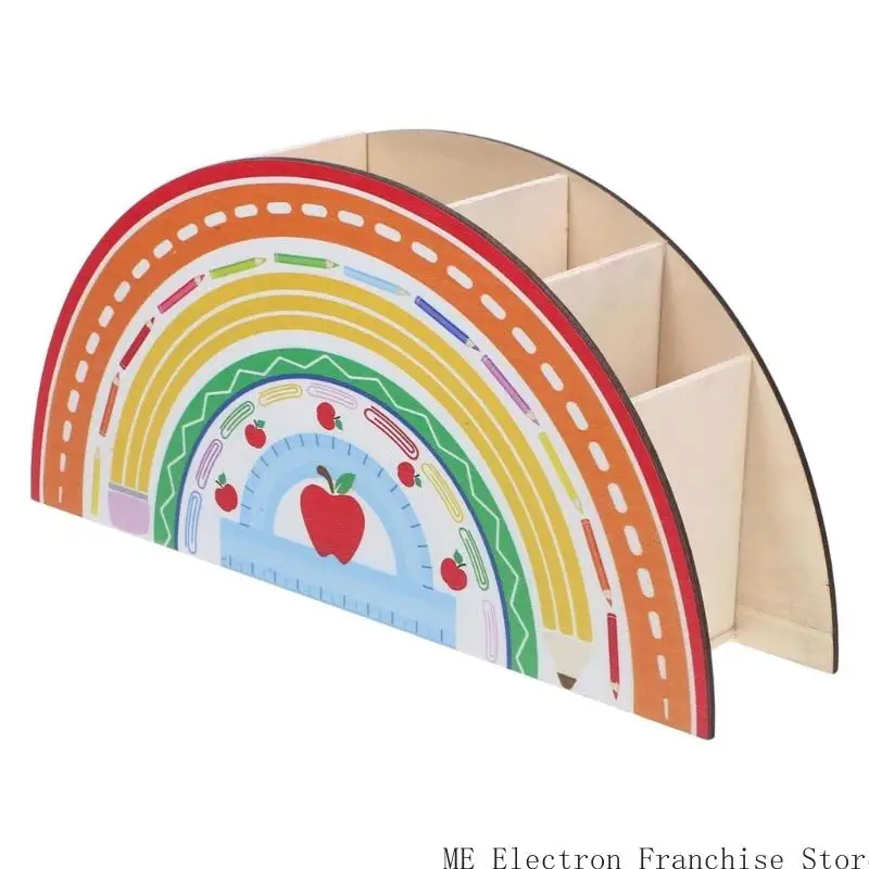 T5ea خشب القلم رصاص كوب قوس قزح شكل قلم القلم منظمي قلم رصاص Desk 5 مقصورات