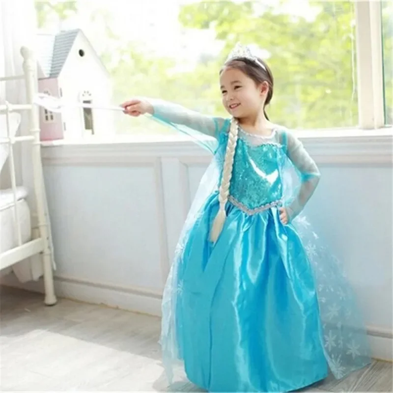 Girls Snow Queen Elsa Kids Costumes For Girls 2023 Carnival Party Prom Gown Robe-Playing Children Clothing Princess Dress