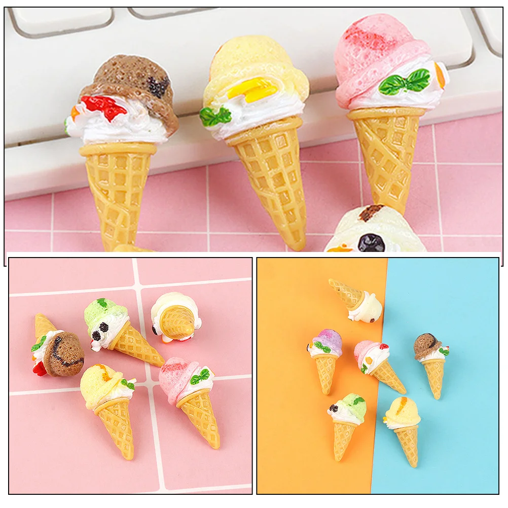 Artificial Ice Cream Modelo para DIY Foto Props, Realistas Pequenos Encantos De Sorvete, 12Pcs