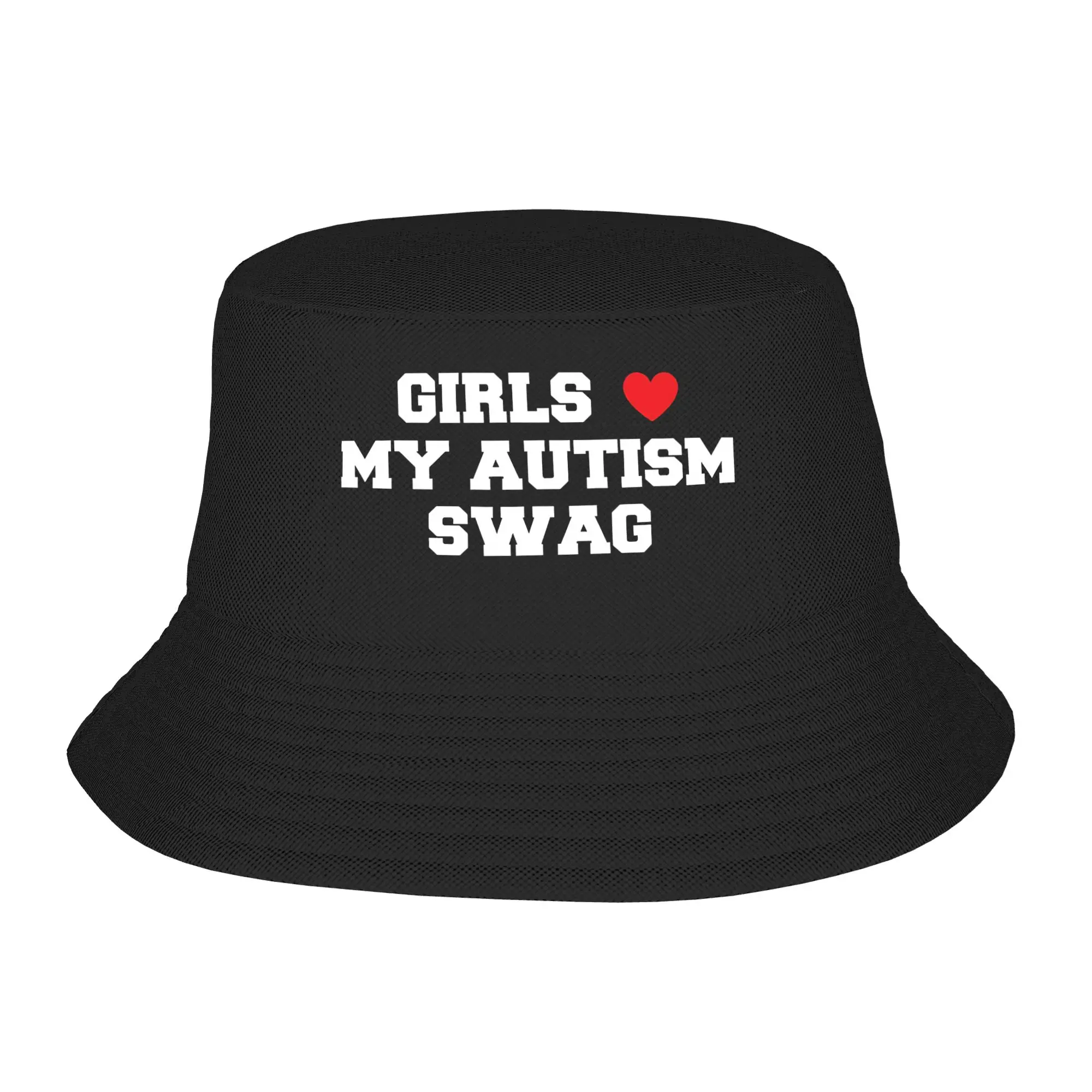 Girls Love My Autism Swag   Bucket Hat For Couple  Fisherman Hats Fashion Vacation Caps Personality Outdoor Sunscreen Hats