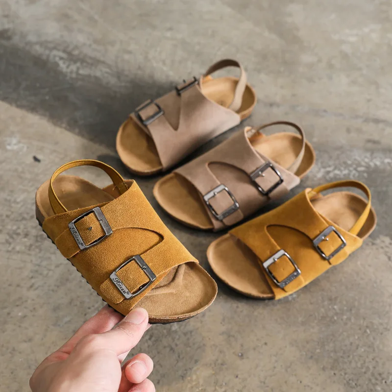 Summer New Children Frosted Cork Sandals for Boys and Girls Light and Thin Beach Shoes Comfortable and Cool Sandals for Outdoor