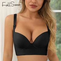 Sujetador de copa profunda sujetadores push-up para mujer de talla grande ocultar incorporado cómodo cobertura completa de la espalda lencería espalda grasa Shaper Brasiere