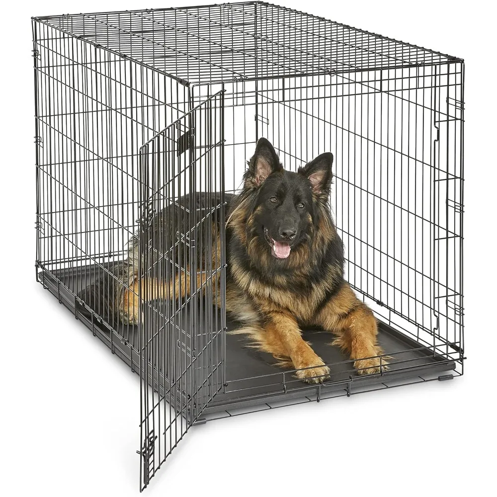 

Newly Enhanced Single Door iCrate Dog Crate, Includes Leak-Proof Pan, Floor Protecting Feet, Divider Panel