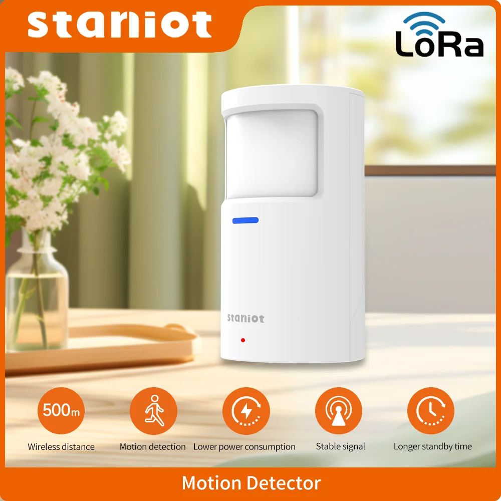 Staniot LoRa Version Wireless PIR Motion Detector 500m Communication Distance with Anti-Dismantling Alarm Human Presence Sensor