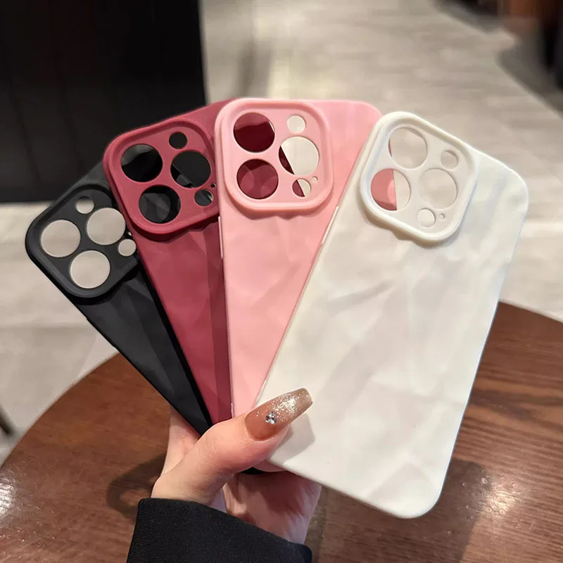 Luxury Matte Wrinkled Soft Silicone Phone Case For iPhone 11 12 13 Pro Max 14 15 Plus Shockproof Smartphones Protector Cover