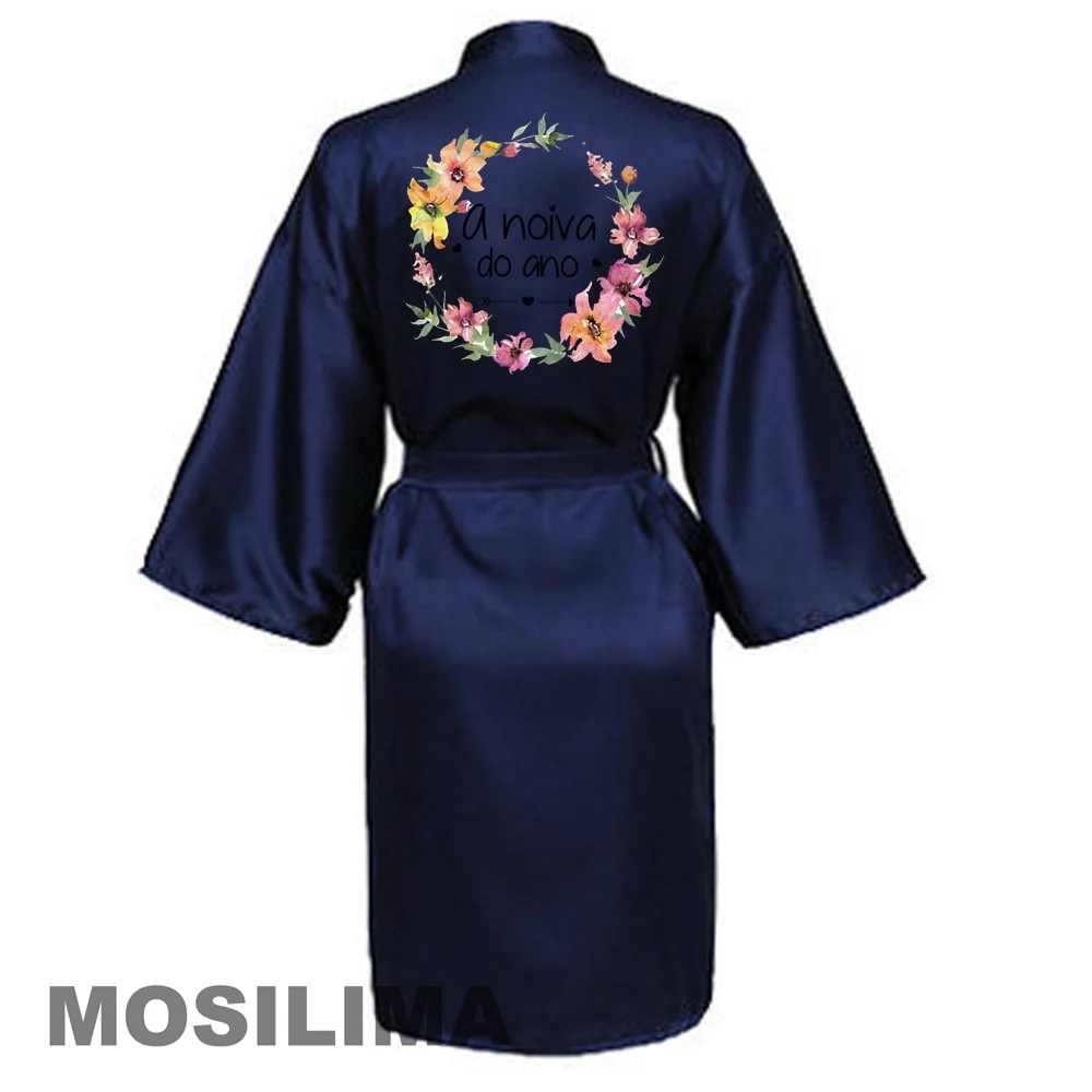 InjSatin-Robe kimono courte imprimée pour femme, peignoir sexy, à la mode, pour demoiselle d\'honneur, pour mariage, éventuelles 245