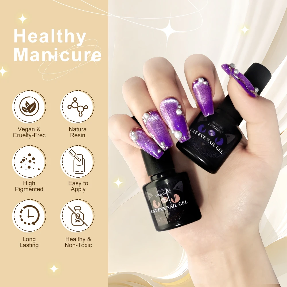 Conjunto de esmalte de gel magnético, conjunto de 6 peças, semi-permanente, glitter, uv, para nail art