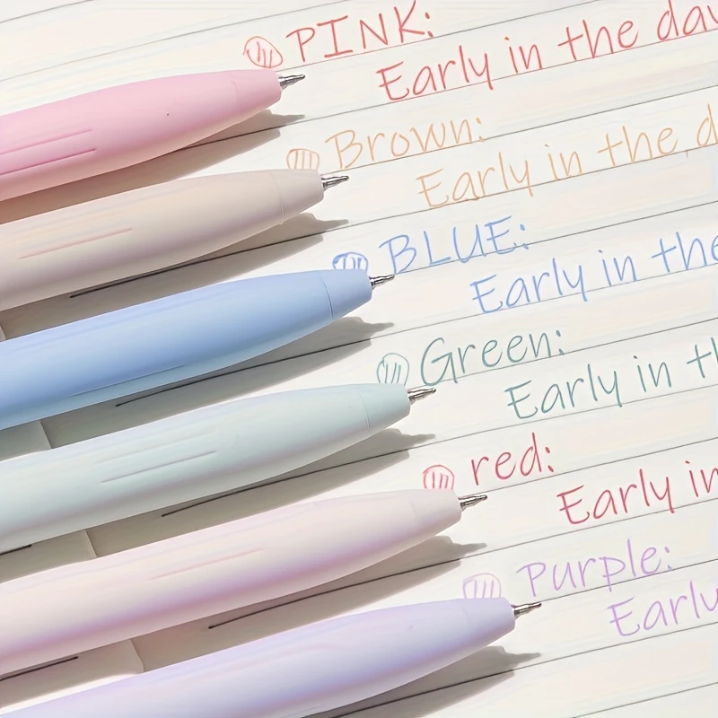 Colorful Sticky Note Pens, 6-Pack Quick-Drying Ink, Retractable Cute Tip 0.5mm, Ideal for Journals & Writing, Smooth Flow Office