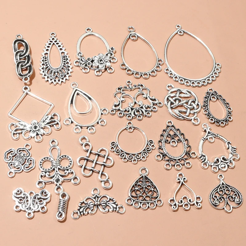20pcs Boho Style Vintage Pendant Charms Connector DIY Jewelry Making Accessories for Earrings Necklace Craft Findings