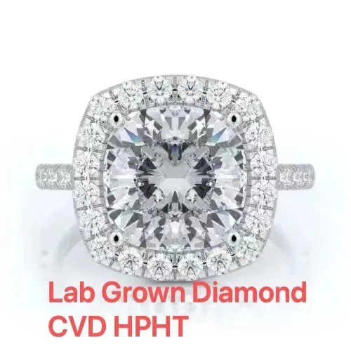 5.0CT EF VS Cushion Cut CVD HPHT IGI Lab Created Diamond Engagement Ring for Women in 14K White Gold