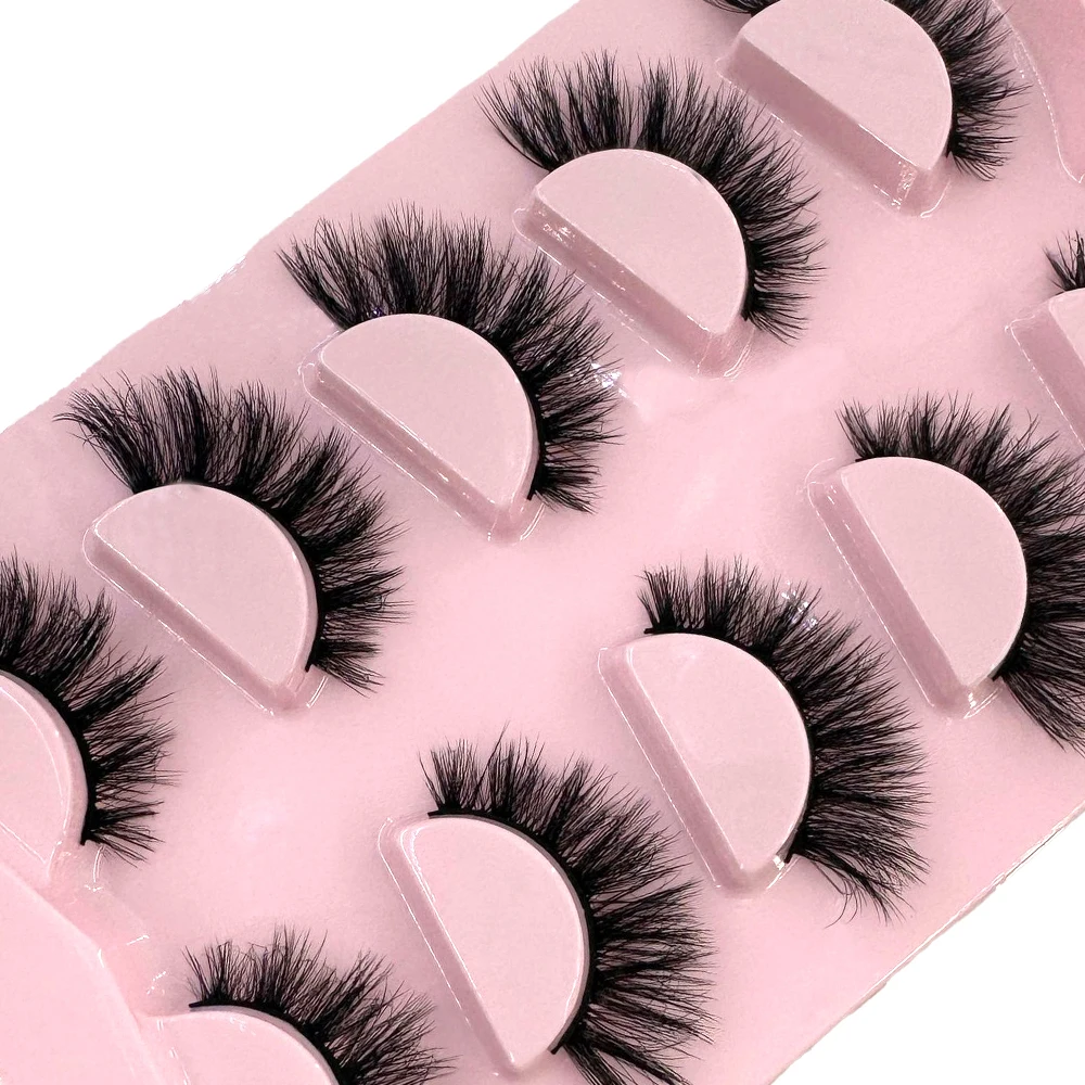 Novos 5 pares de cílios postiços, pele de vison macia e fofa, curtos, cílios drag queen naturalmente enrolados, adequados para auto enxertia