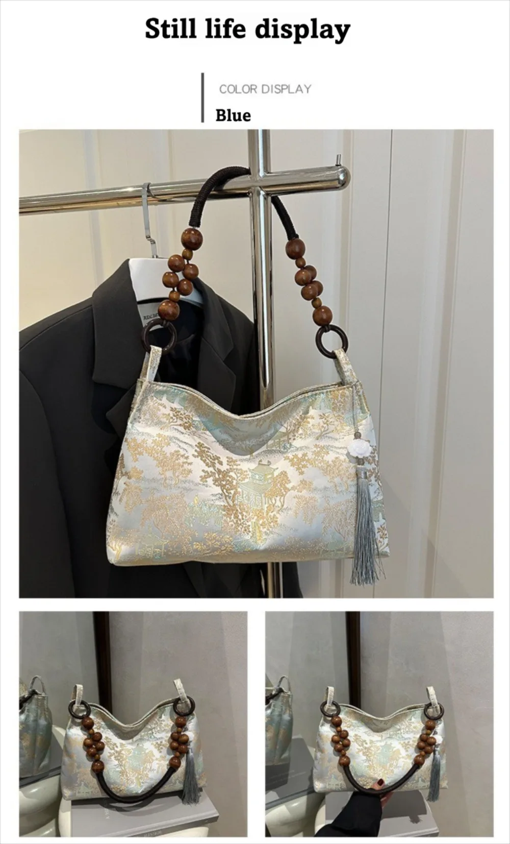 Bestickte Umhängetasche ​ Hasp Nähgarn Handwerk ​ ​ Ethnische Musterstickerei ​ ​ Handtasche im Nationalstil ​ Handtaschen mit Obergriff – Detail 8