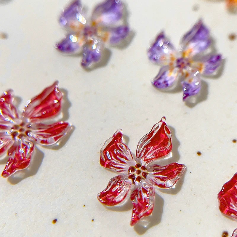 60-20 قطعة متعدد الألوان زهرة الزنبق مسمار الفن السحر ثلاثية الأبعاد الاكريليك مانيكير لوازم الديكور مادة الراتنج لتقوم بها بنفسك مسمار الفن اكسسوارات