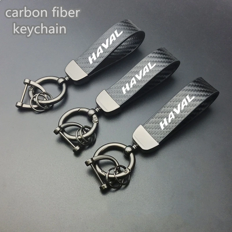 Luxury Carbon Fiber Car Keychain Creative DIY Keyring Leather Car Keychain Trinket For haval f7 h6 f7x h2 h3 h5 h7 h8 h9 m4