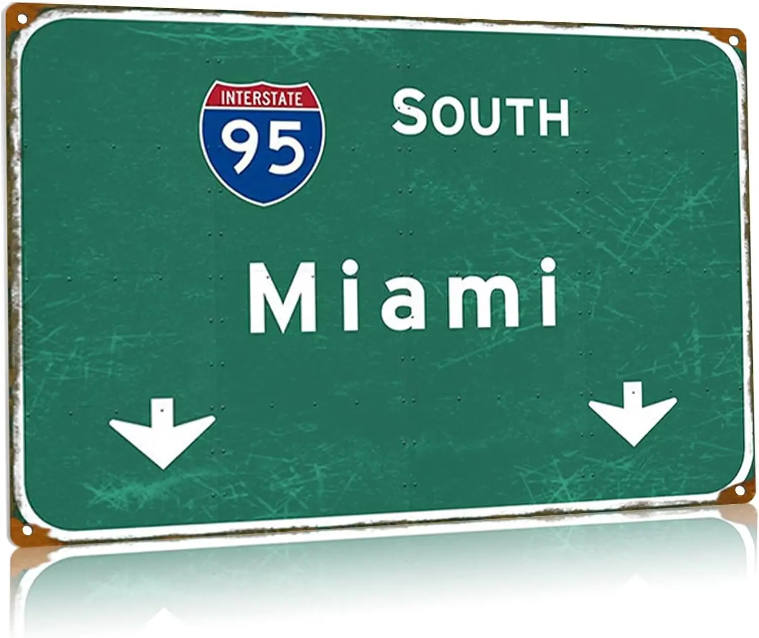 Retro Metal Tin Sign South Interstate 95 Highway Direction Indicating Logo Airport Bar Club Wall D