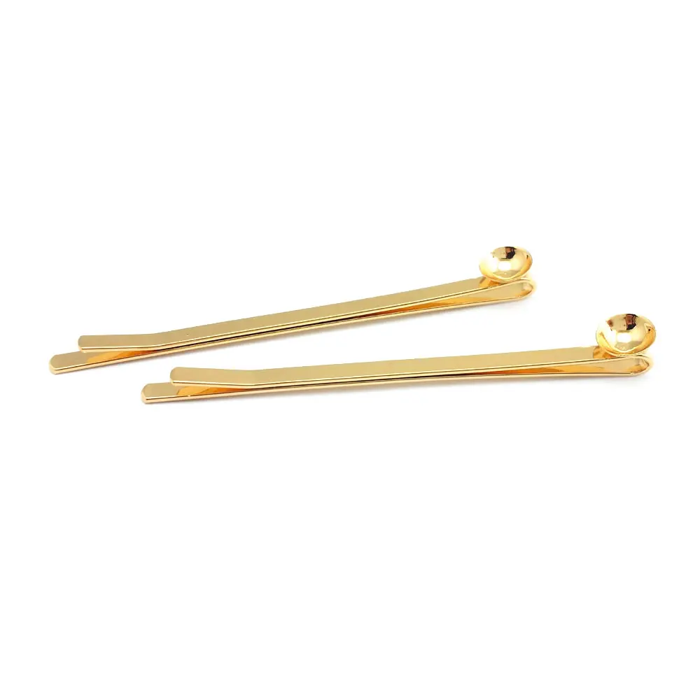 55MM 60MM 70MM 18K Gold Color Iron with Pearl Beads Base or Hanging Hole Hair Jewelry Hair Clip Jewelry Making Supplies