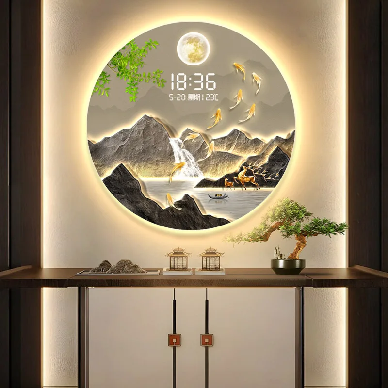 

Design Luxury Wall Clocks Entrance Corridor Silent Clock LED Display Screen Sensing Digital Clock Wall Home Decor Watch Murale