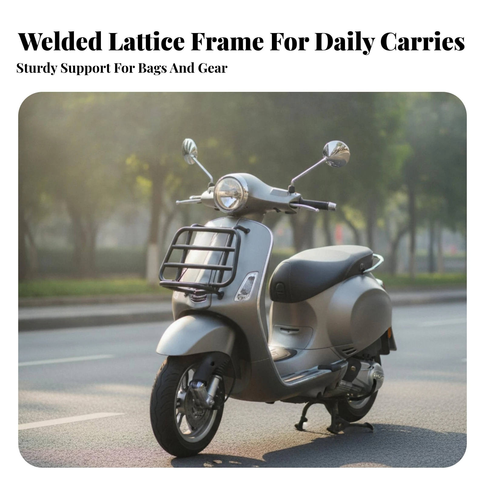 Front Luggage Rack with Mounting Brackets Black Front Luggage Rack Sturdy Low-Profile for Commuters, Everyday Errands, City Use