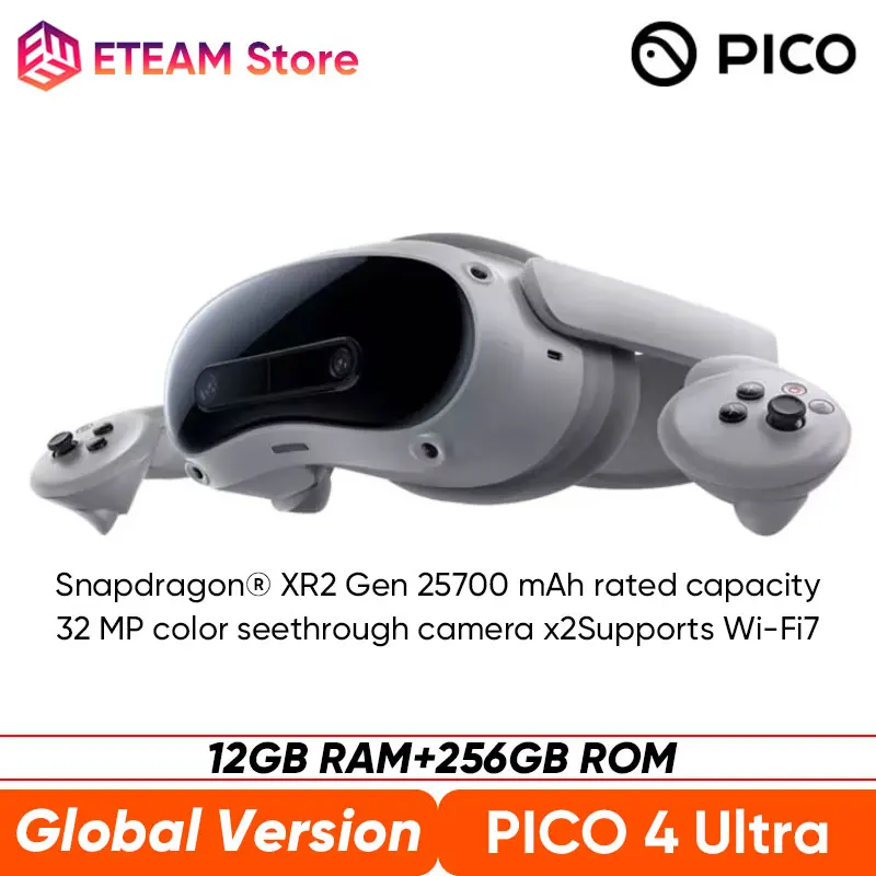 

New Original PICO 4 Ultra VR MR Headset 3D Wireless Mobile All-in-One VR Glasses 6DOF Virtual Reality 4K Display for Steam Games
