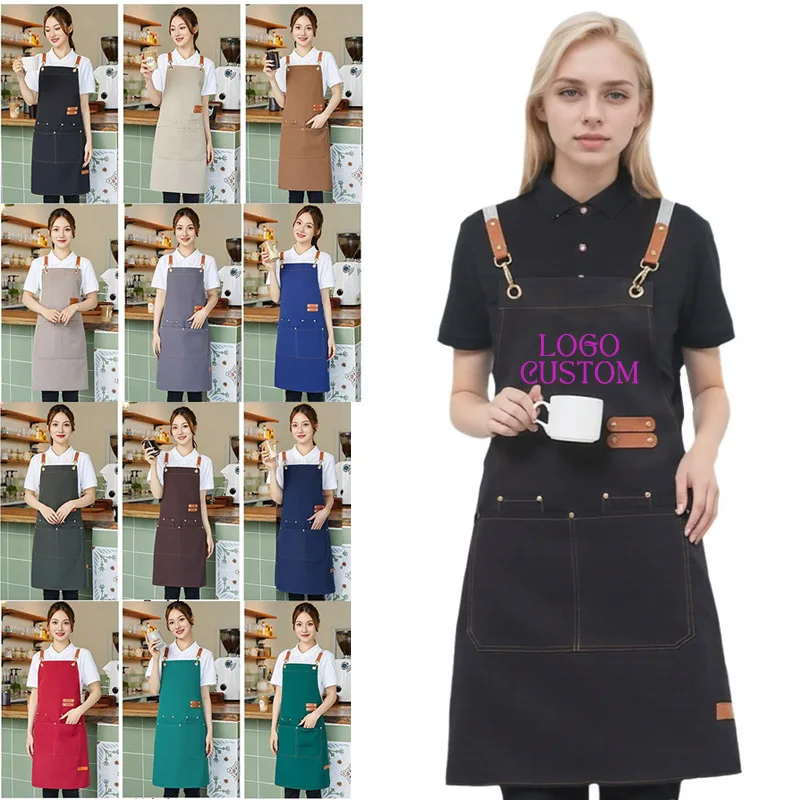 

Толстый прочный фартук, универсальный фартук для ежедневной кухни, сада, космического искусства, учителя, логотип, тканевый холщовый фартук, накидка, нагрудник