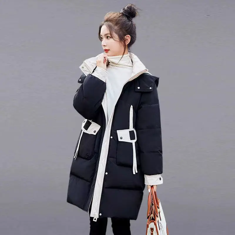 Western Style Eiderdown Cotton-padded Jacket Girls Long Winter 2024 New Fashion Short Explosions Cotton-padded Jacket Thick Coat
