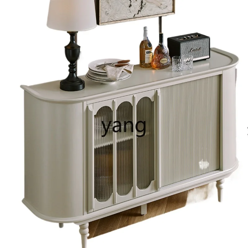 

LH cream solid wood dining side cabinet retro living room storage chest dining room wine cabinet