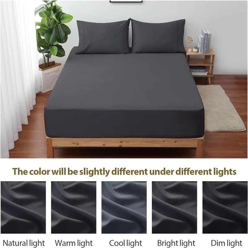 Egyptian Cotton Fitted Sheet with Elastic Bands 100% Cotton Adjustable Non Slip Mattress Covers for Single Double King Queen Bed