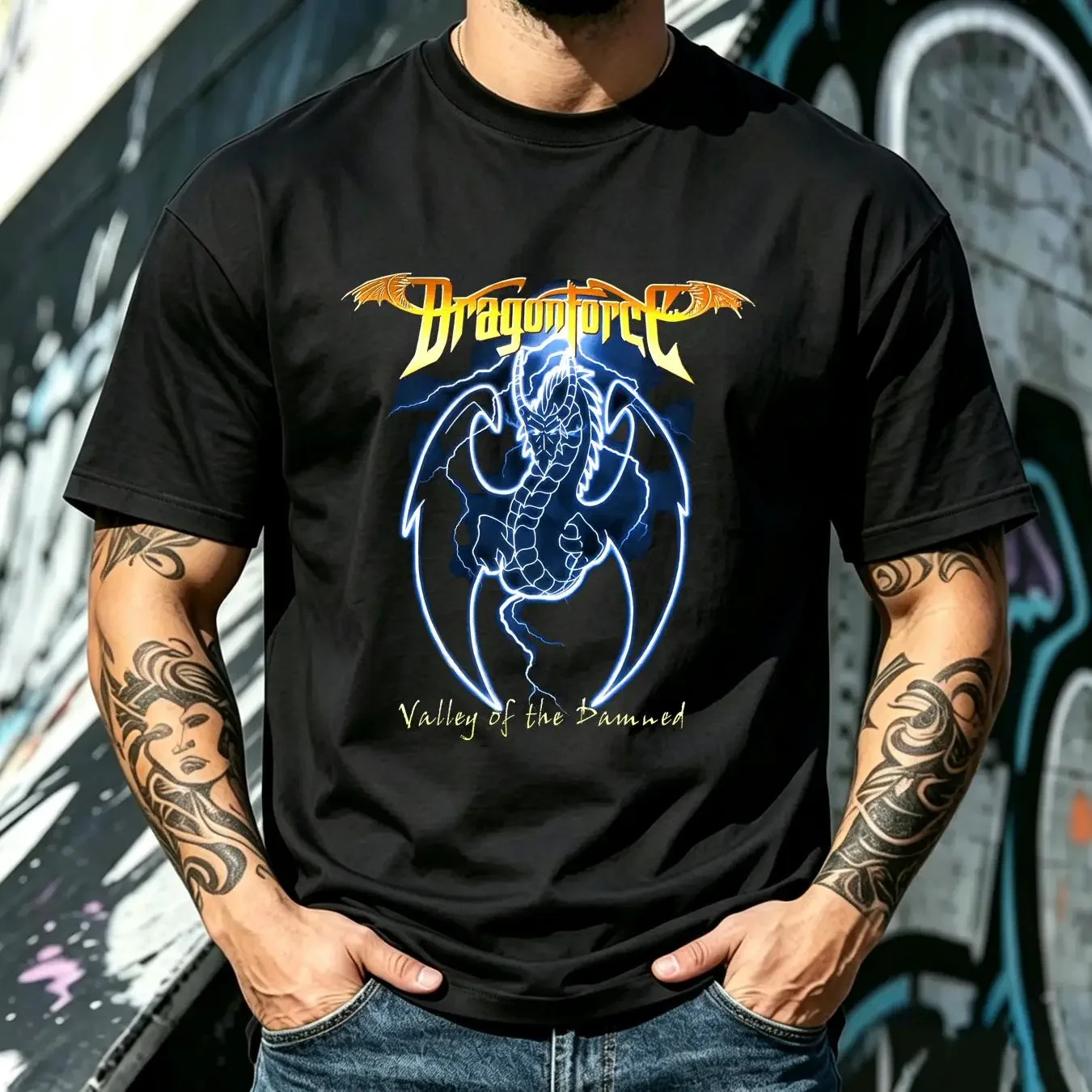washed T Shirt DragonForce Vintage 2003 Valley Of The Damned Power Metal Band Album Size L long or short sleeves vintage
