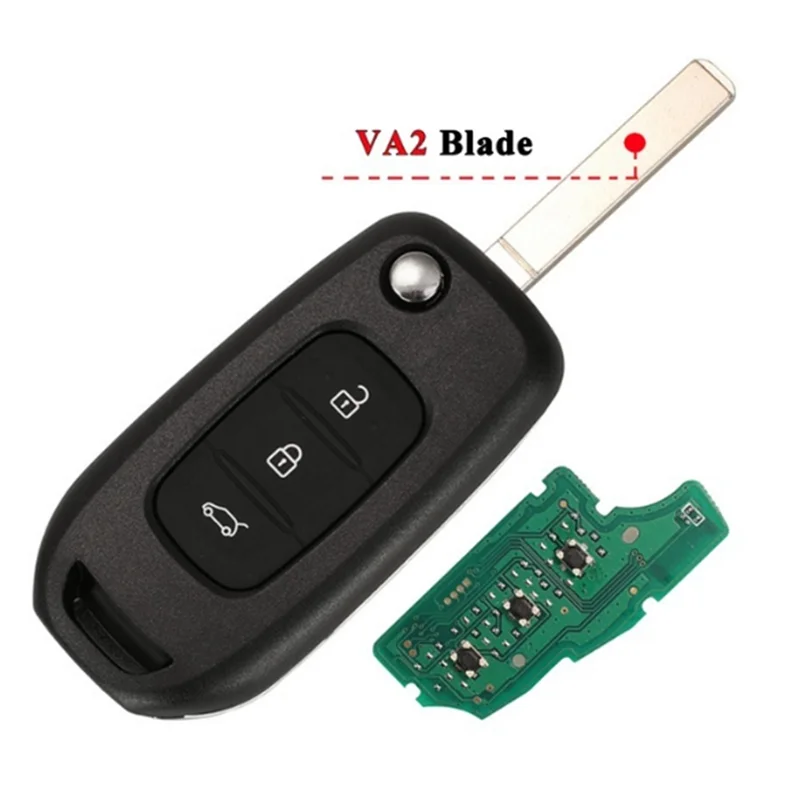 PCF7961M 4A Chip 433Mhz plegable 3 botones llave de Control remoto coche VA2 hoja de llave para Renault Megane 3