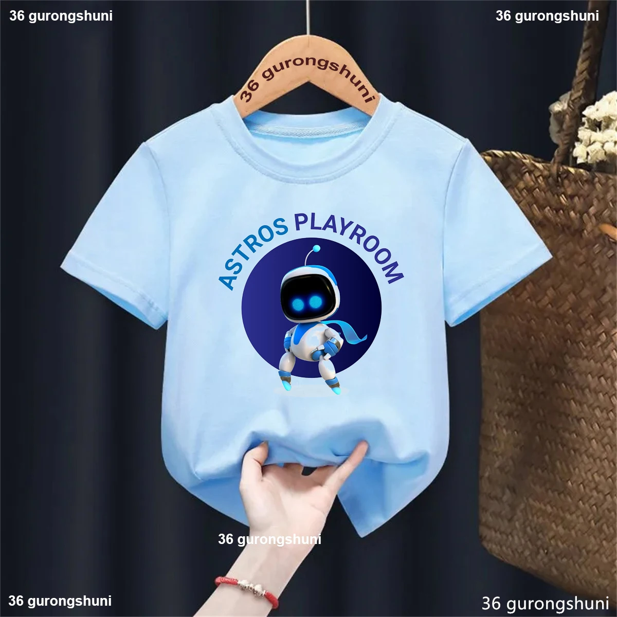 

Astros Playroom Graphic Printed Tshirt Girls/Boys Kawaii Kids Clothes White Gray Pink Yellow Blue T Shirt Summer T-Shirt