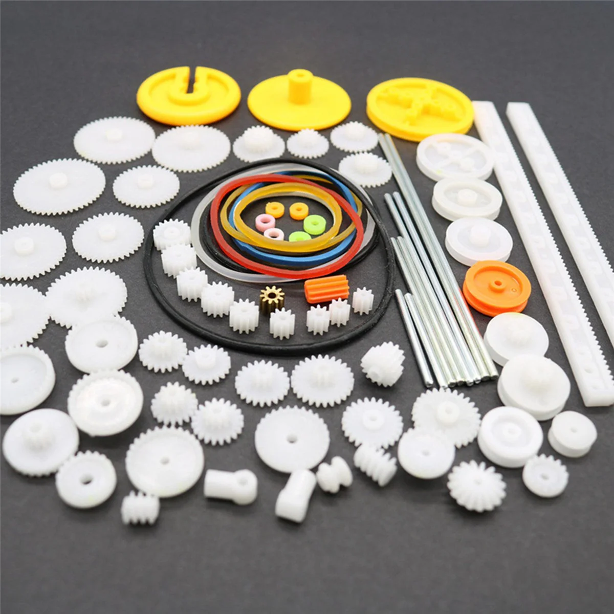 164PCS Kit pacchetto ingranaggi Set di accessori per assortimento di ingranaggi fai-da-te per robot per auto a motore Vari boccole per cinghia dell'asse dell'ingranaggio