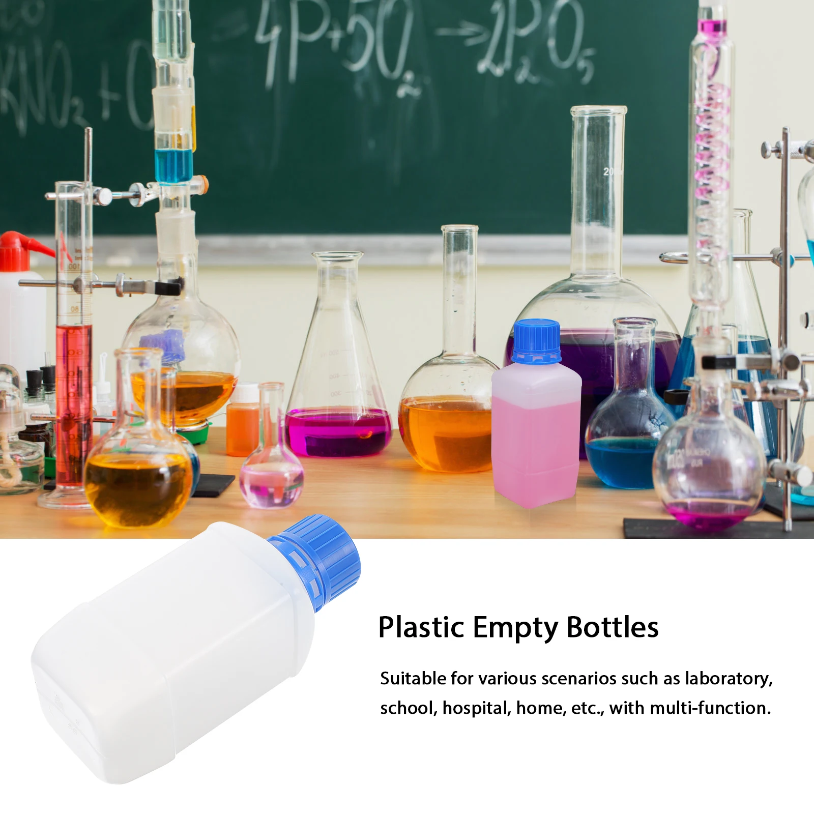 

5 Pcs Reagent Bottle Chemical Bottles Liquid Wide Mouth Lab Plastic Square Travel