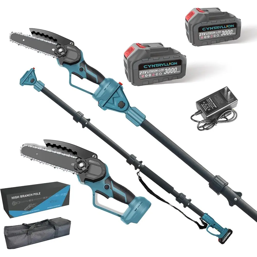 

Cordless Pole Saw & Mini Chainsaw 2-IN-1, 21V 3Ah Battery Powered 6 Inch Brushless Electric Rotatable Pole Saw, 15-Foot Max Reac