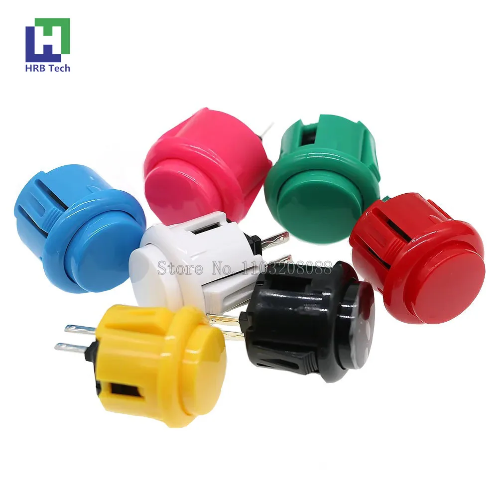 10pcs 24mm Baolian Cassette Buttons （Have Sounds） Arcade Push Button Switch Circle Buttons Micro Switch For Arcade DIY Kit