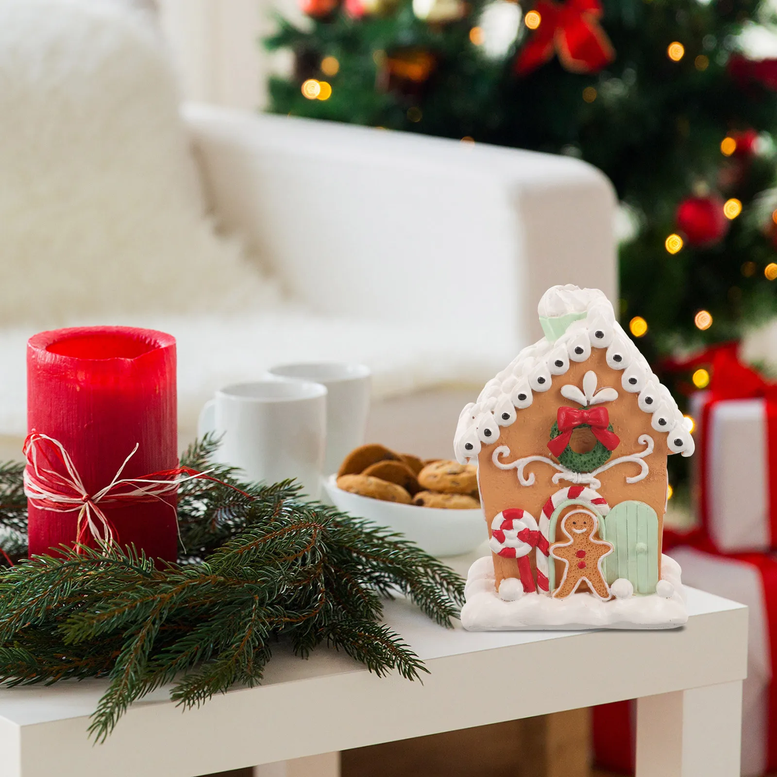 

Gingerbread Ornament Festival Desktop Adornment Table Village Decor Resin Mini Figures Man
