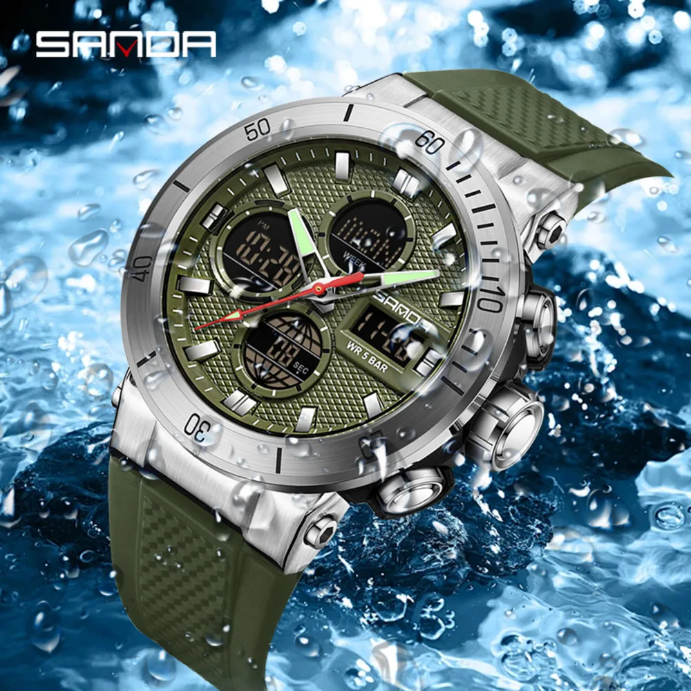 SANDA-reloj Digital con cuenta atrás para hombre, cronógrafo de pulsera electrónico, resistente al agua, de cuarzo, novedad