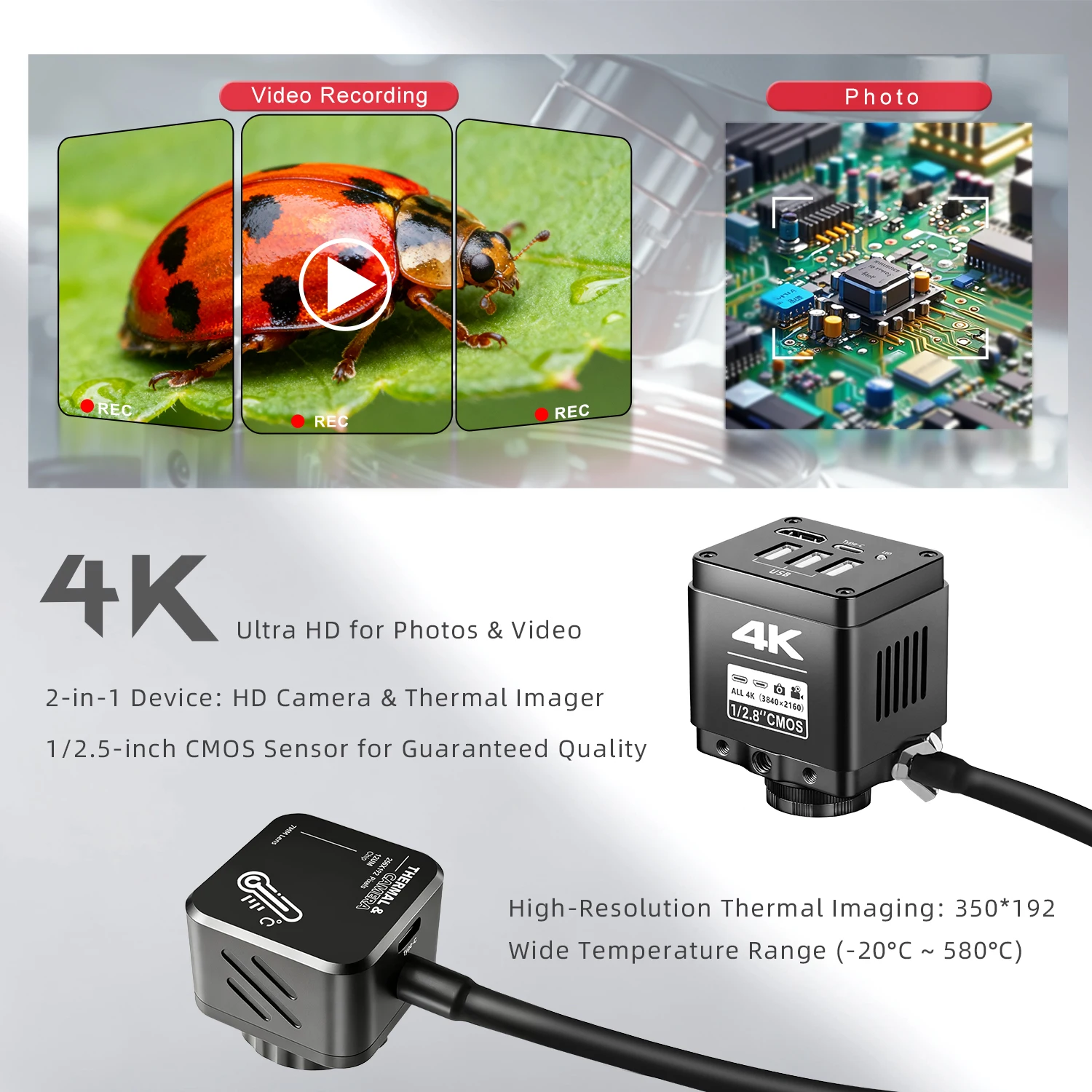 KUAIQU 4K Digitalmikroskop für Elektronik, 150X IMX145 Industriemikroskop Digitalkamera, Löt-Mikroskop für Handy-Reparatur, Videoaufnahmen, Fotos und Messungen möglich, Fünf Jahre Garantie – Detail 11