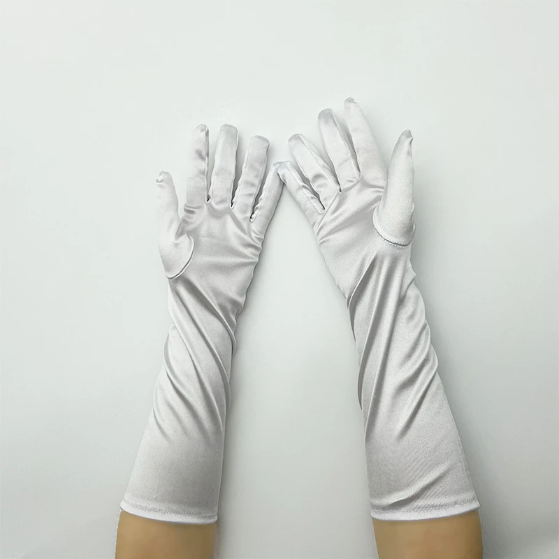 Elastic Satin Mid-Length Sunscreen Gloves Bridal Wedding Etiquette Photography Gloves Party Stage Show Performance Accessories