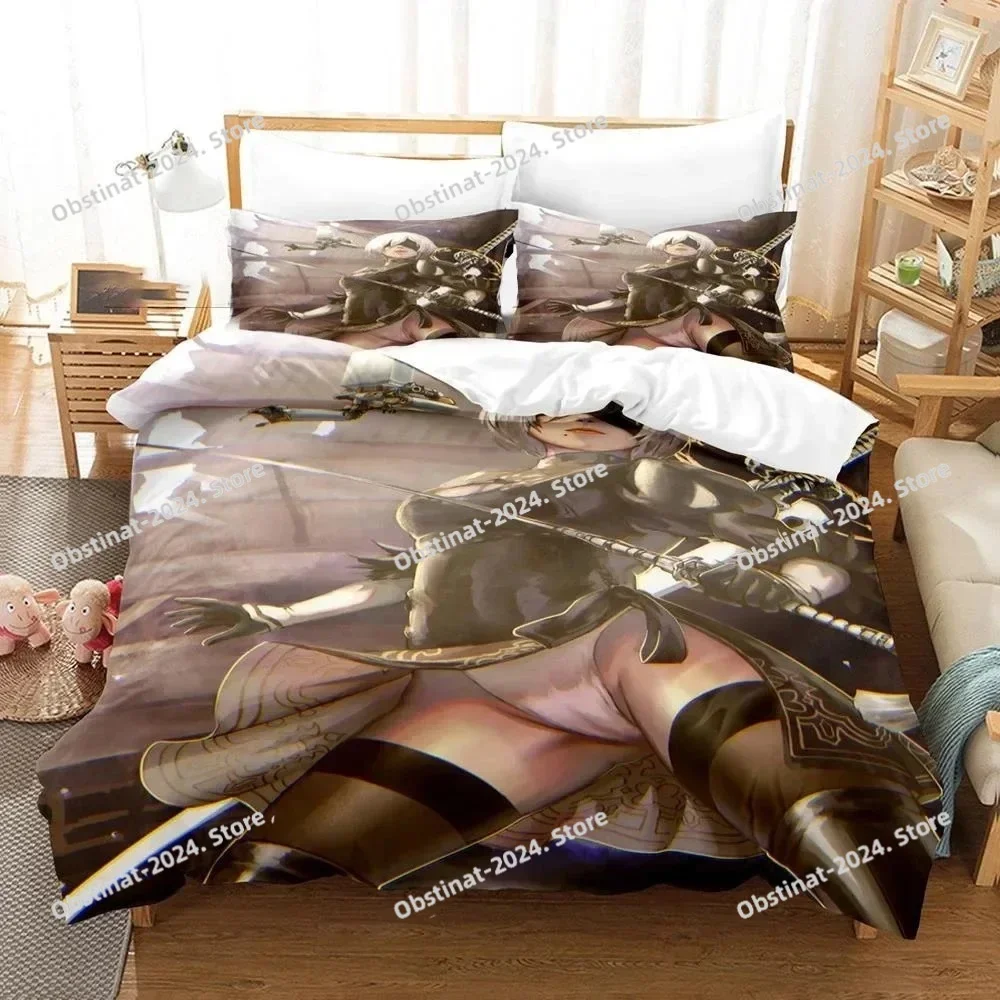 

Game NieR Automata YoRHa No.2 Type B 2B Bedding Set Duvet Cover Full Queen King Size Pillowcase Bed Printed Bed Sets Single Twin