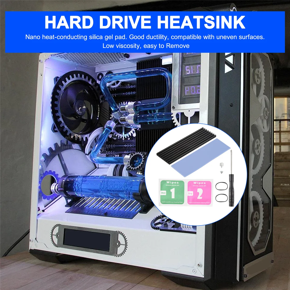 حار الألومنيوم المبرد شرائح بالوعة الحرارة، مع لوحة التبريد، ل NVME NGFF M.2 2280 PCIE SSD